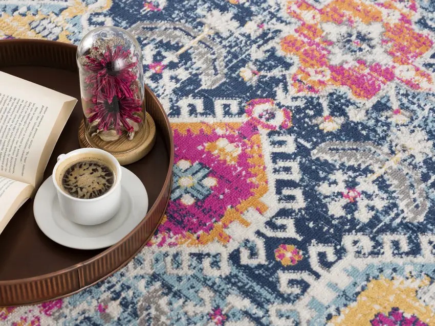 Navy Traditional Decorative Area Rug Photo 7