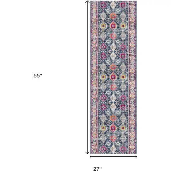 Blue and Ivory Oriental Area Rug Photo 3
