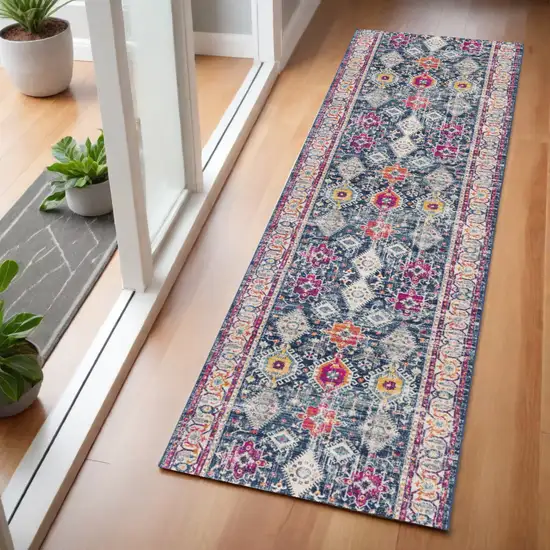 Blue and Ivory Oriental Area Rug Photo 1