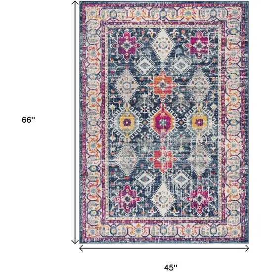 Blue and Ivory Oriental Area Rug Photo 6