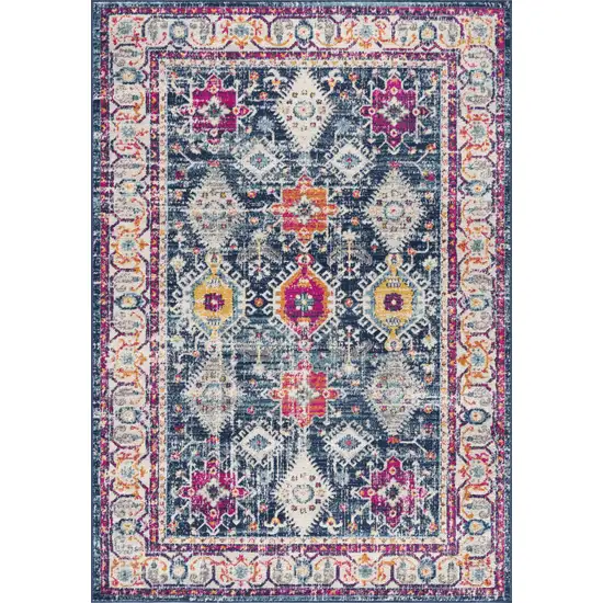 Blue and Ivory Oriental Area Rug Photo 3