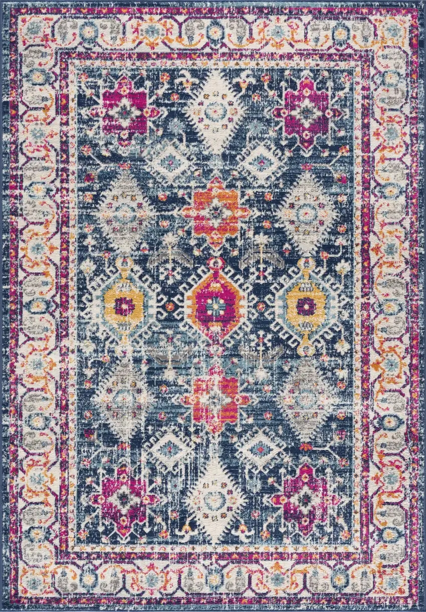 Blue and Ivory Oriental Area Rug Photo 3