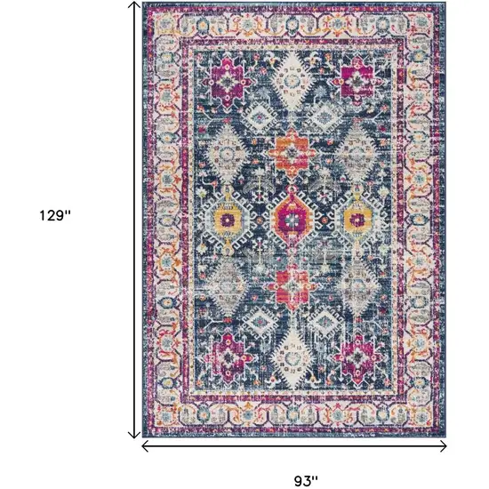 Blue and Ivory Oriental Area Rug Photo 7