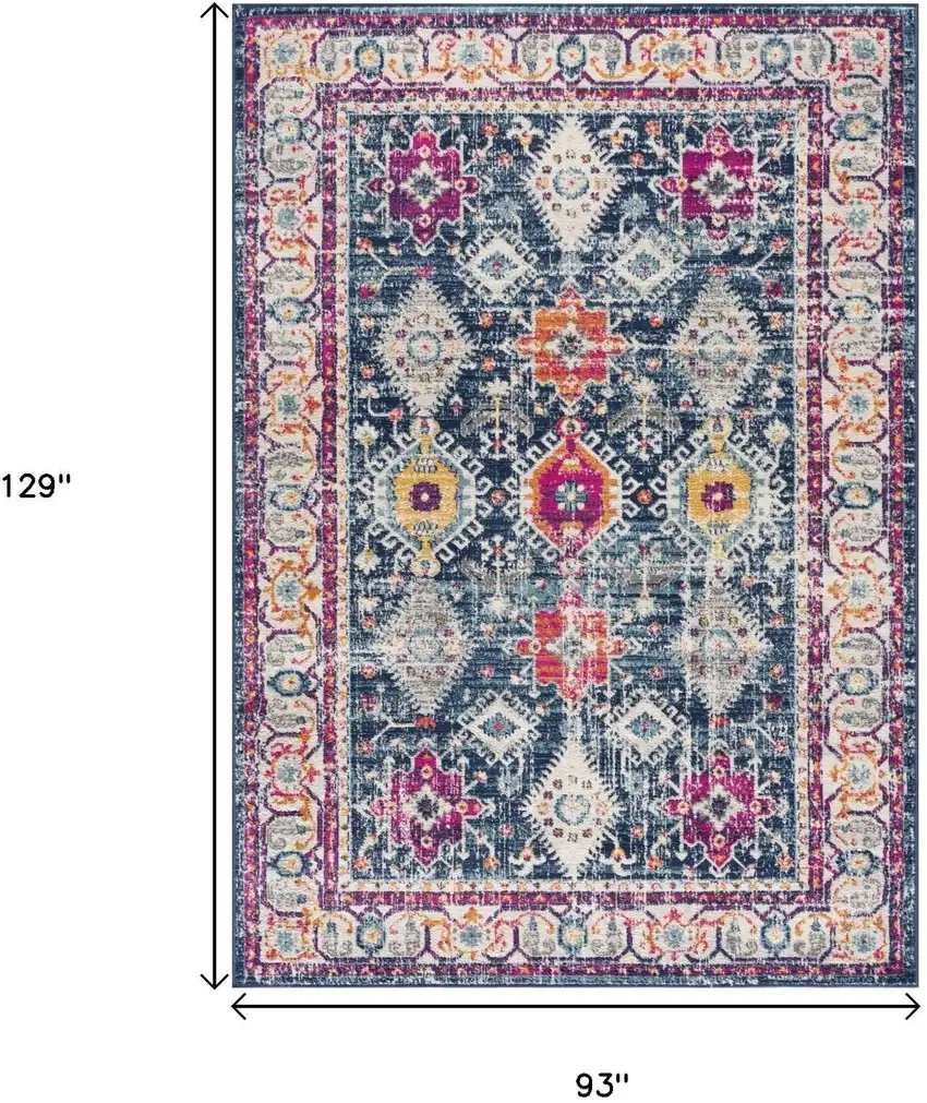 Blue and Ivory Oriental Area Rug Photo 7
