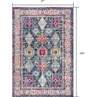 Photo of Navy Traditional Decorative Runner Rug