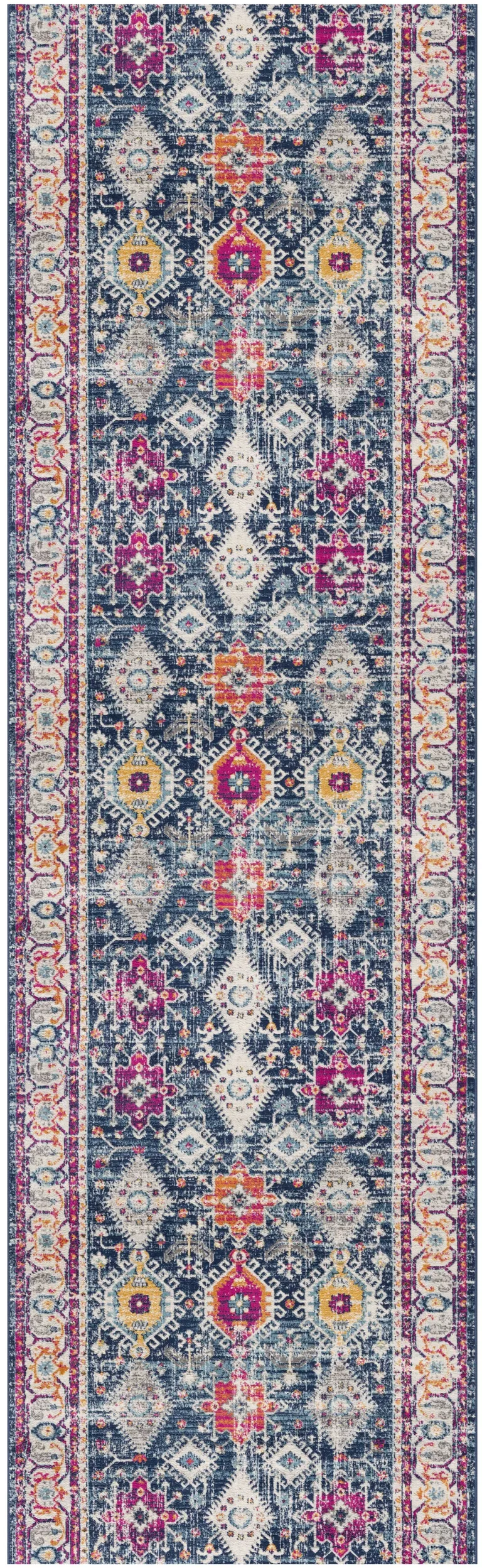 Navy Traditional Decorative Runner Rug Photo 5