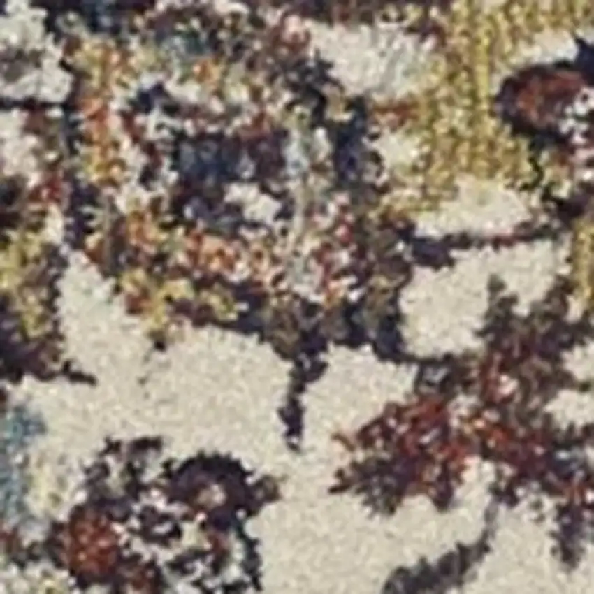 Navy Gold and Ivory Floral Medallion Area Rug Photo 6