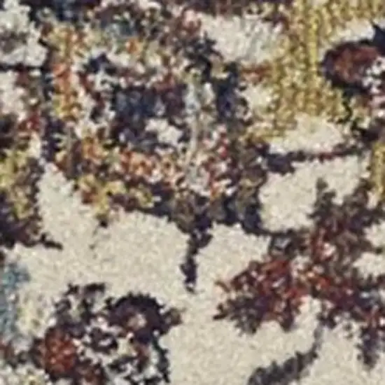 Navy Gold and Ivory Floral Medallion Area Rug Photo 6