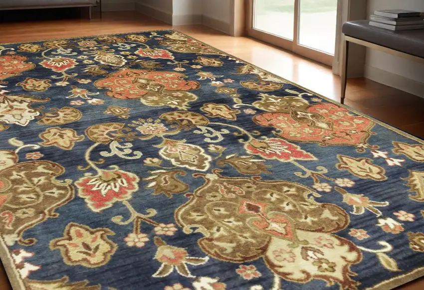 60 X 96 Navy Wool Rug Photo 1