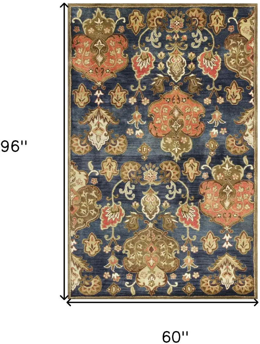 60 X 96 Navy Wool Rug Photo 3