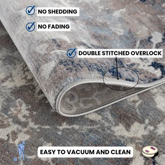 Navy And Beige Distressed Vines Area Rug Photo 5