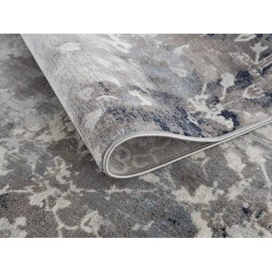 2' X 6' Navy And Beige Distressed Vines Area Rug Photo 4