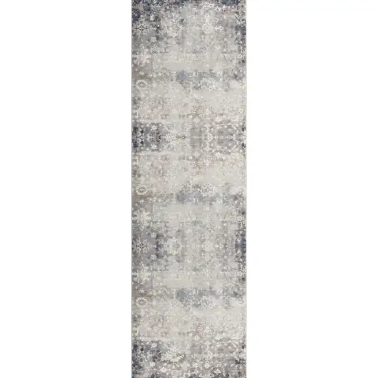 2' X 6' Navy And Beige Distressed Vines Area Rug Photo 2