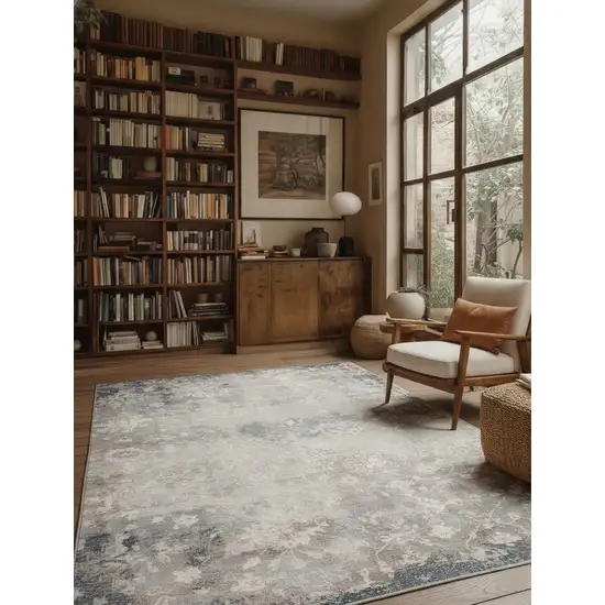 Navy And Beige Distressed Vines Area Rug Photo 5