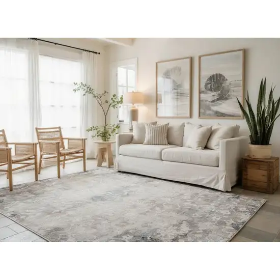 Navy And Beige Distressed Vines Area Rug Photo 8