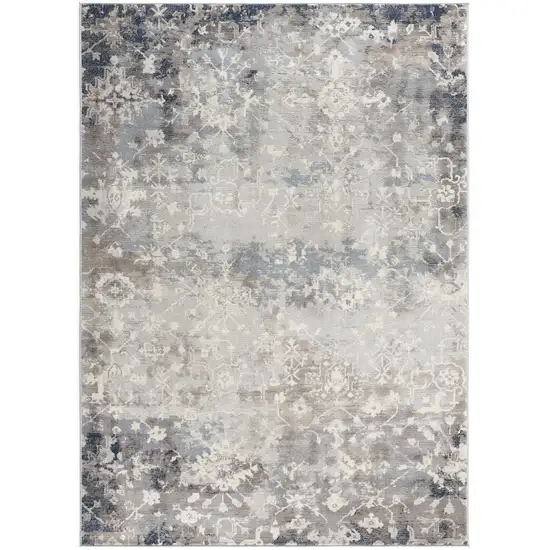 Navy and Beige Distressed Vines Area Rug Photo 5