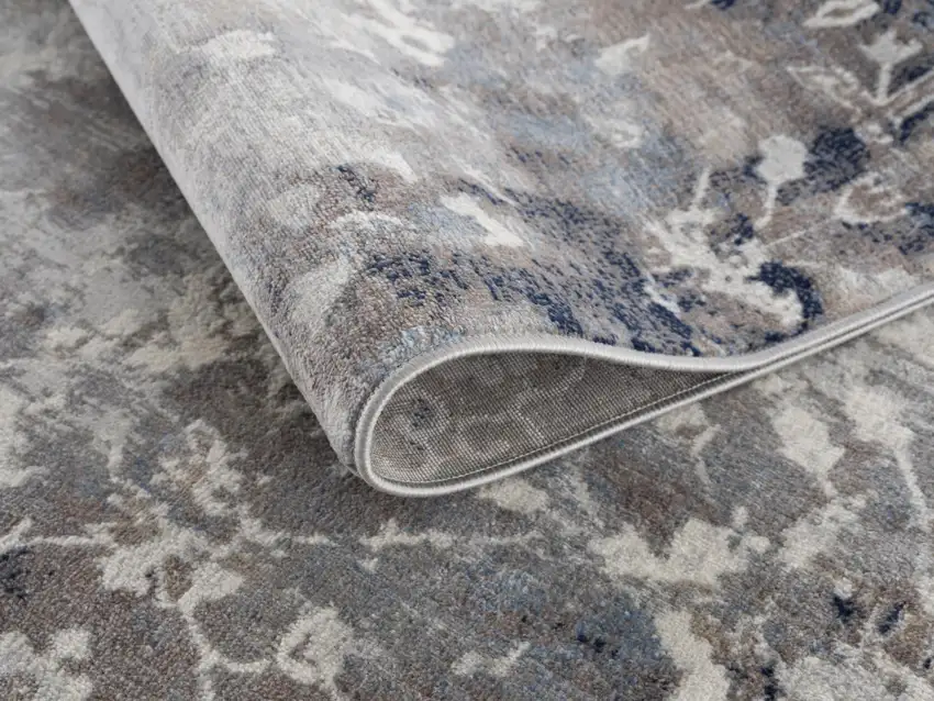 Navy and Beige Distressed Vines Area Rug Photo 8
