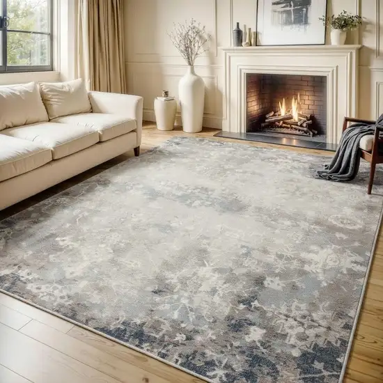 Navy And Beige Distressed Vines Area Rug Photo 6