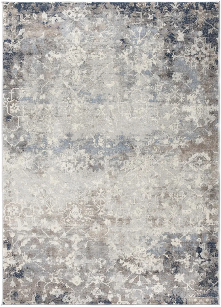 Navy and Beige Distressed Vines Area Rug Photo 2