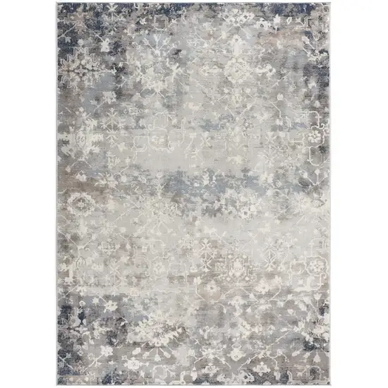 Navy And Beige Distressed Vines Area Rug Photo 1