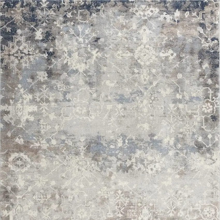 Navy And Beige Distressed Vines Area Rug Photo 2