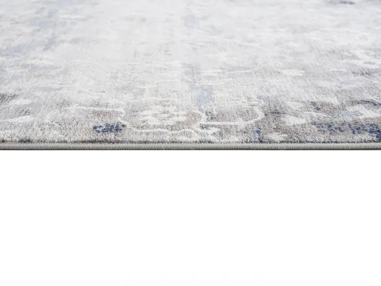 Navy and Beige Distressed Vines Runner Rug Photo 5
