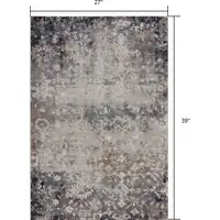 Photo of Navy and Beige Distressed Vines Scatter Rug