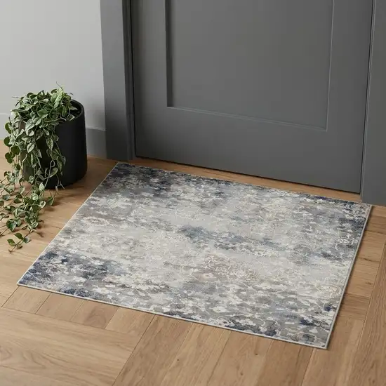 Navy And Beige Distressed Vines Scatter Rug Photo 1