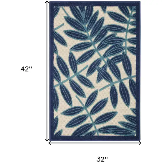 Blue And Ivory Floral Indoor Outdoor Area Rug Photo 8