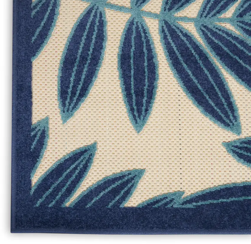 Blue And Ivory Floral Indoor Outdoor Area Rug Photo 8