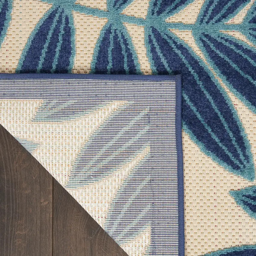 Blue And Ivory Floral Indoor Outdoor Area Rug Photo 9