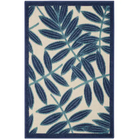 Blue And Ivory Floral Indoor Outdoor Area Rug Photo 7