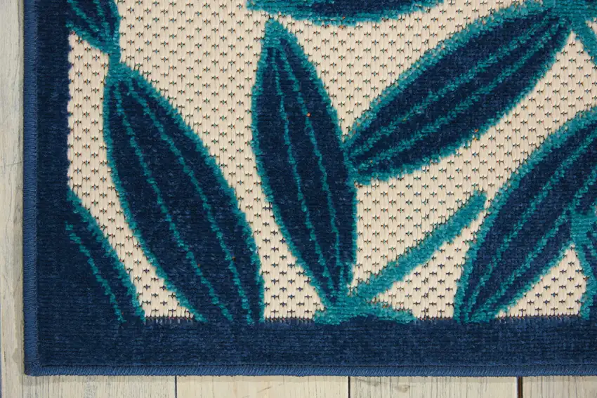 Blue And Ivory Floral Indoor Outdoor Area Rug Photo 2
