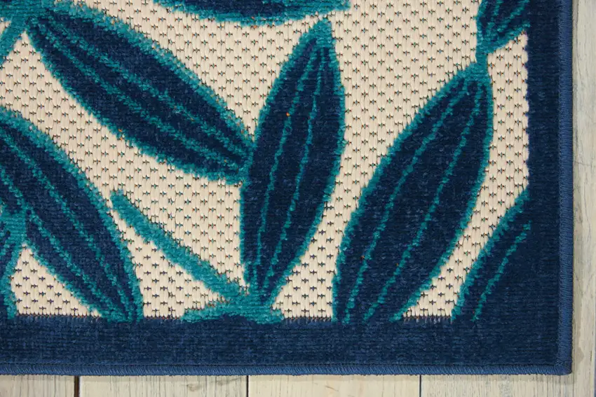 Blue And Ivory Floral Indoor Outdoor Area Rug Photo 3