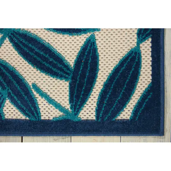 Blue And Ivory Floral Indoor Outdoor Area Rug Photo 3