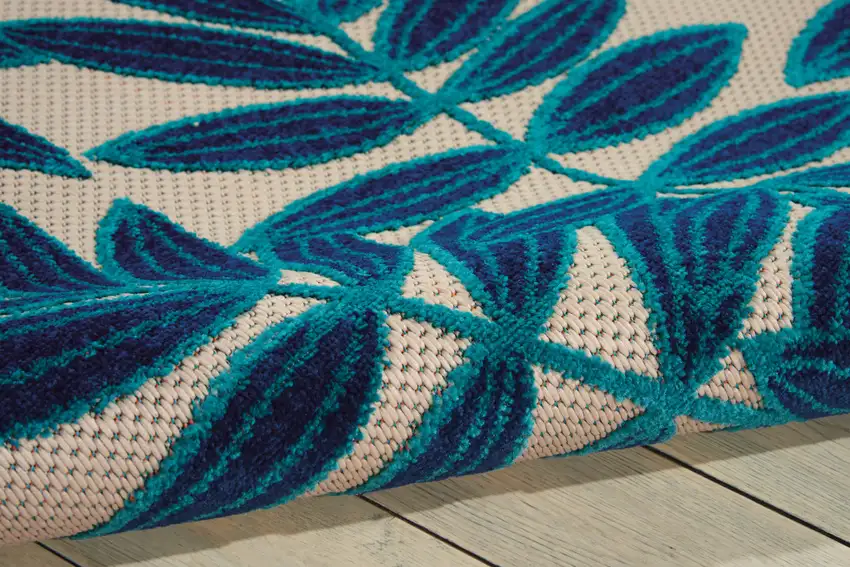 Blue And Ivory Floral Indoor Outdoor Area Rug Photo 3