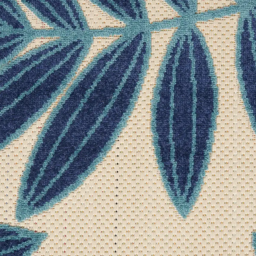 Blue And Ivory Floral Indoor Outdoor Area Rug Photo 1