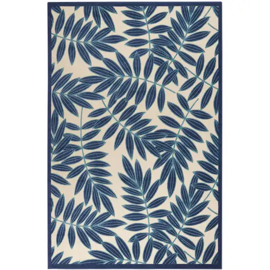 Blue And Ivory Floral Indoor Outdoor Area Rug Photo 5