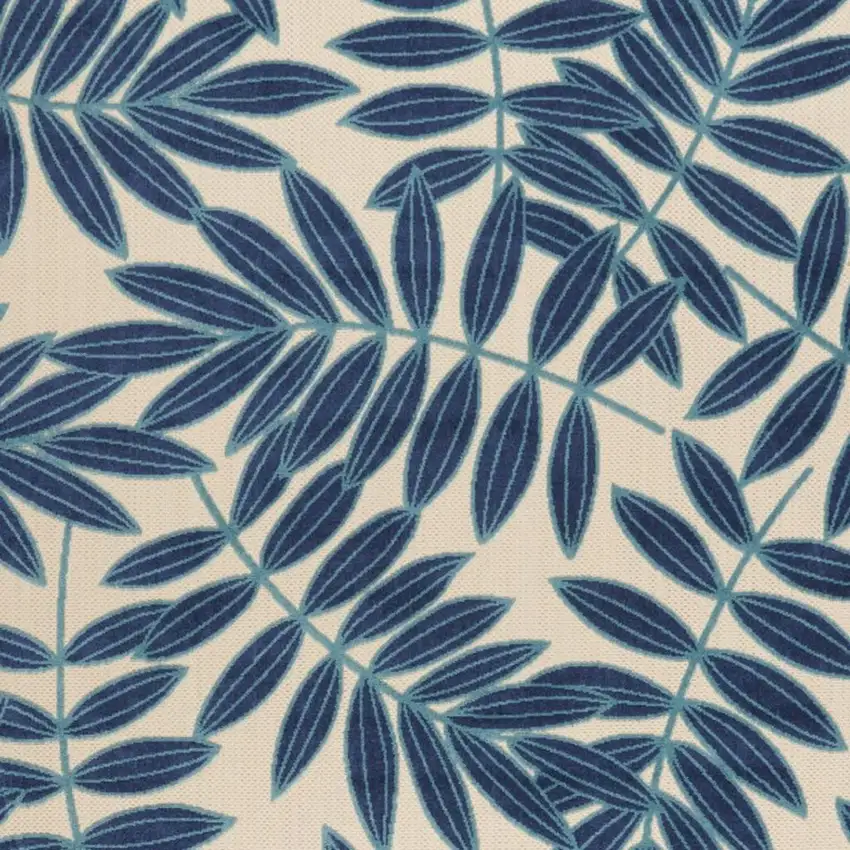 Blue And Ivory Floral Indoor Outdoor Area Rug Photo 8