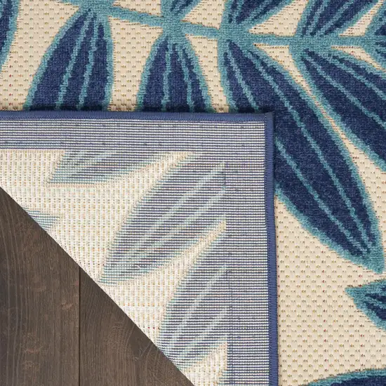 Blue And Ivory Floral Indoor Outdoor Area Rug Photo 9