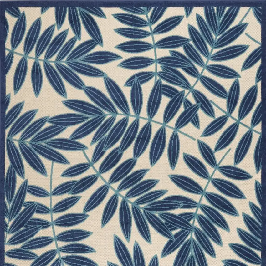 Blue And Ivory Floral Indoor Outdoor Area Rug Photo 5