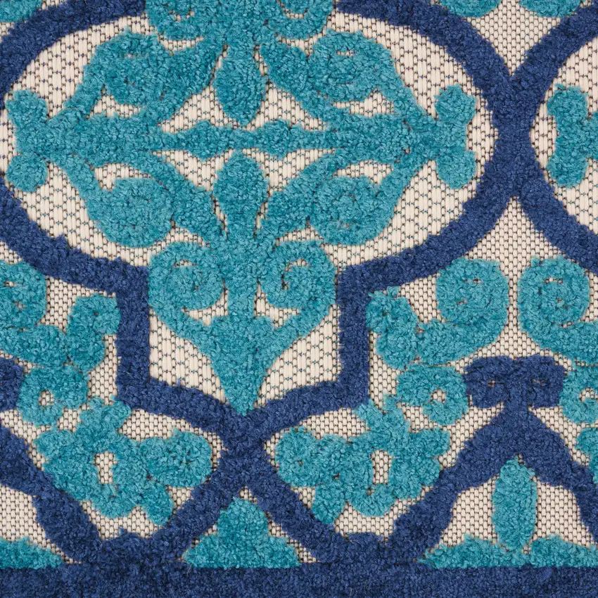 Blue And Ivory Moroccan Indoor Outdoor Area Rug Photo 3