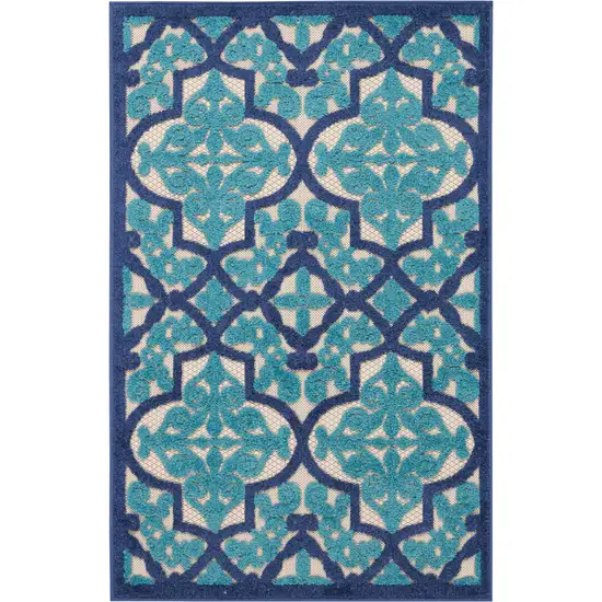 Blue And Ivory Moroccan Indoor Outdoor Area Rug Photo 1