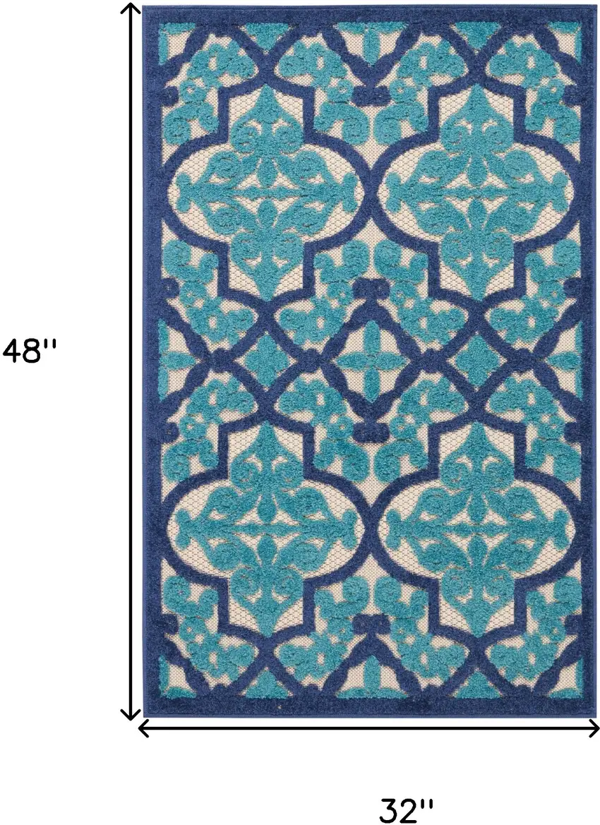 Blue And Ivory Moroccan Indoor Outdoor Area Rug Photo 8