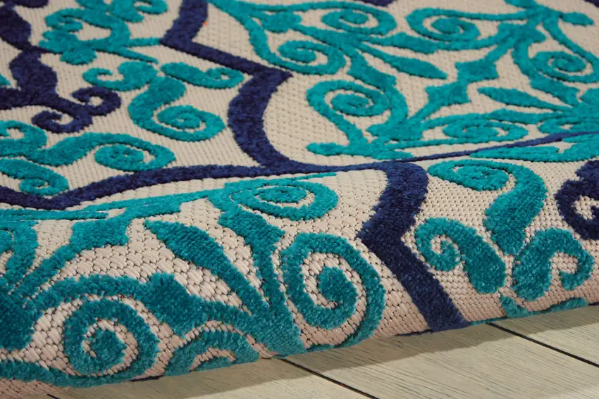 Blue And Ivory Moroccan Indoor Outdoor Area Rug Photo 7