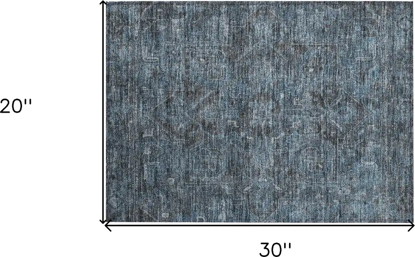 Navy and Black Oriental Washable Non Skid Indoor Outdoor Area Rug Photo 3