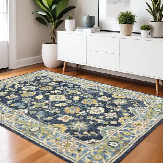 Navy And Blue Bohemian Area Rug Photo 1