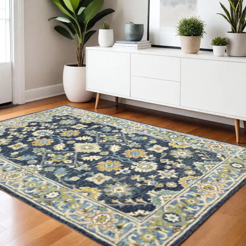 Navy And Blue Bohemian Area Rug Photo 1