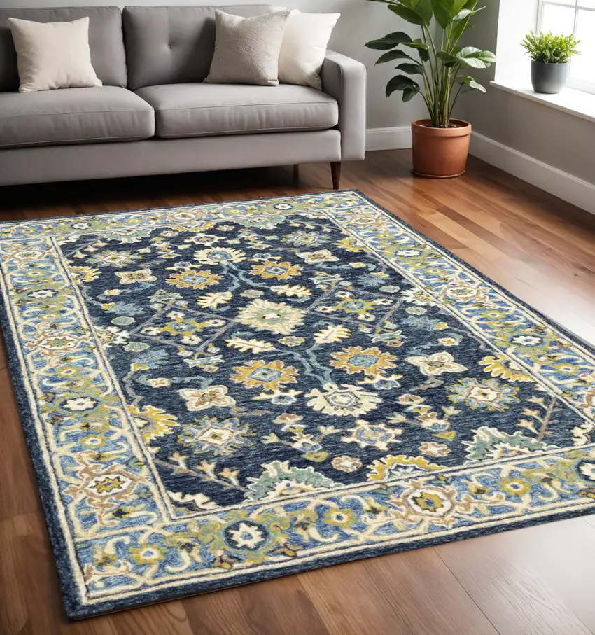 Navy And Blue Bohemian Area Rug Photo 1