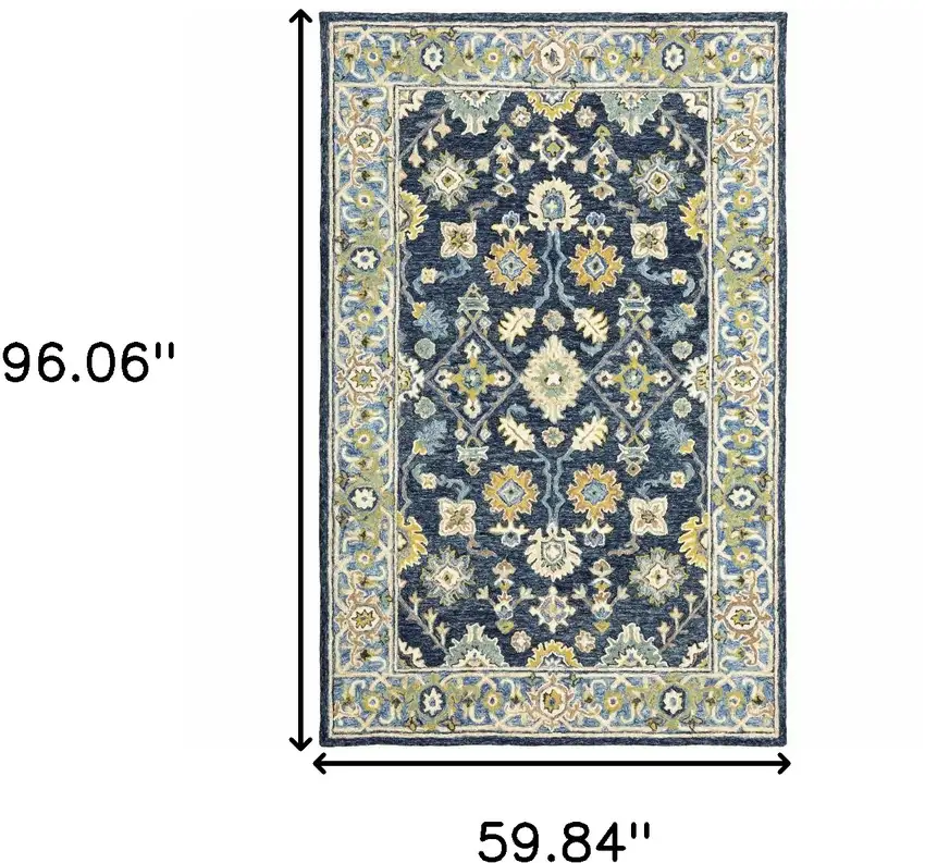 Navy and Blue Bohemian Area Rug Photo 6